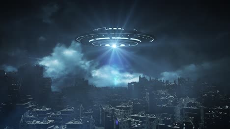 ufo over a destroyed city