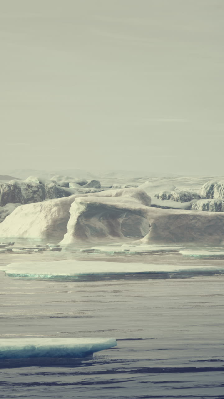 빙산과 빙하가 있는 얼어붙은 풍경
