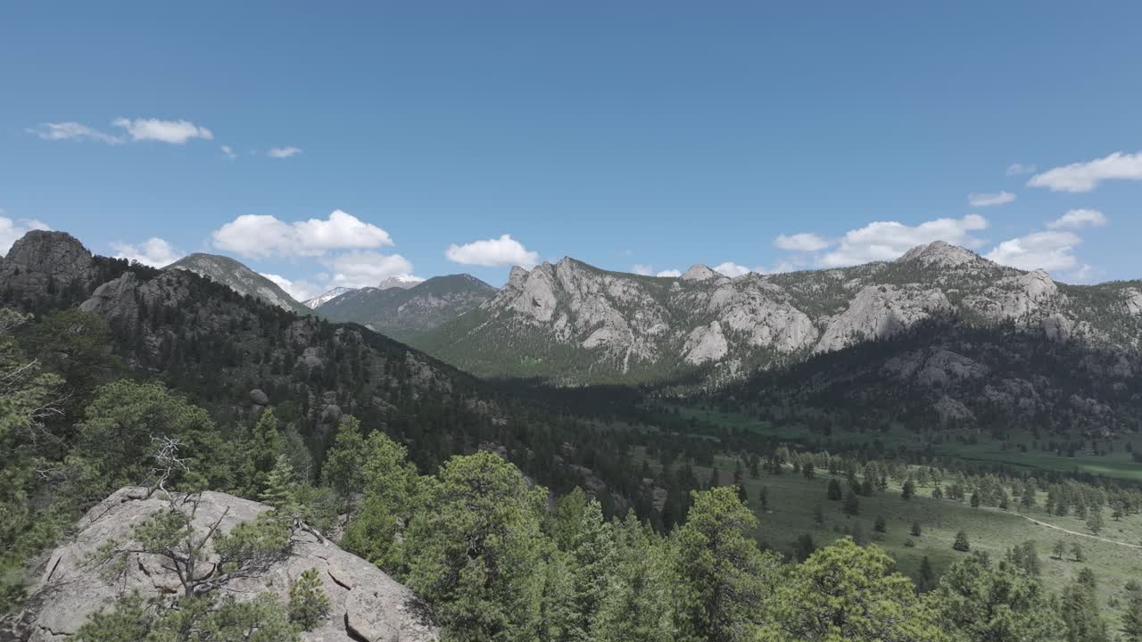 Drone Shot of Pristine Landscape of Rocky Mountains Colorado USA on Sunny Summer Day
