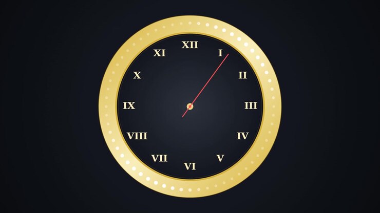 Animated Golden Clock Face with Roman Numerals