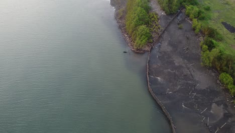 Vista-Aérea-Por-Drones-De-Los-Manglares-En-La-Costa-De-Yogyakarta,-Indonesia