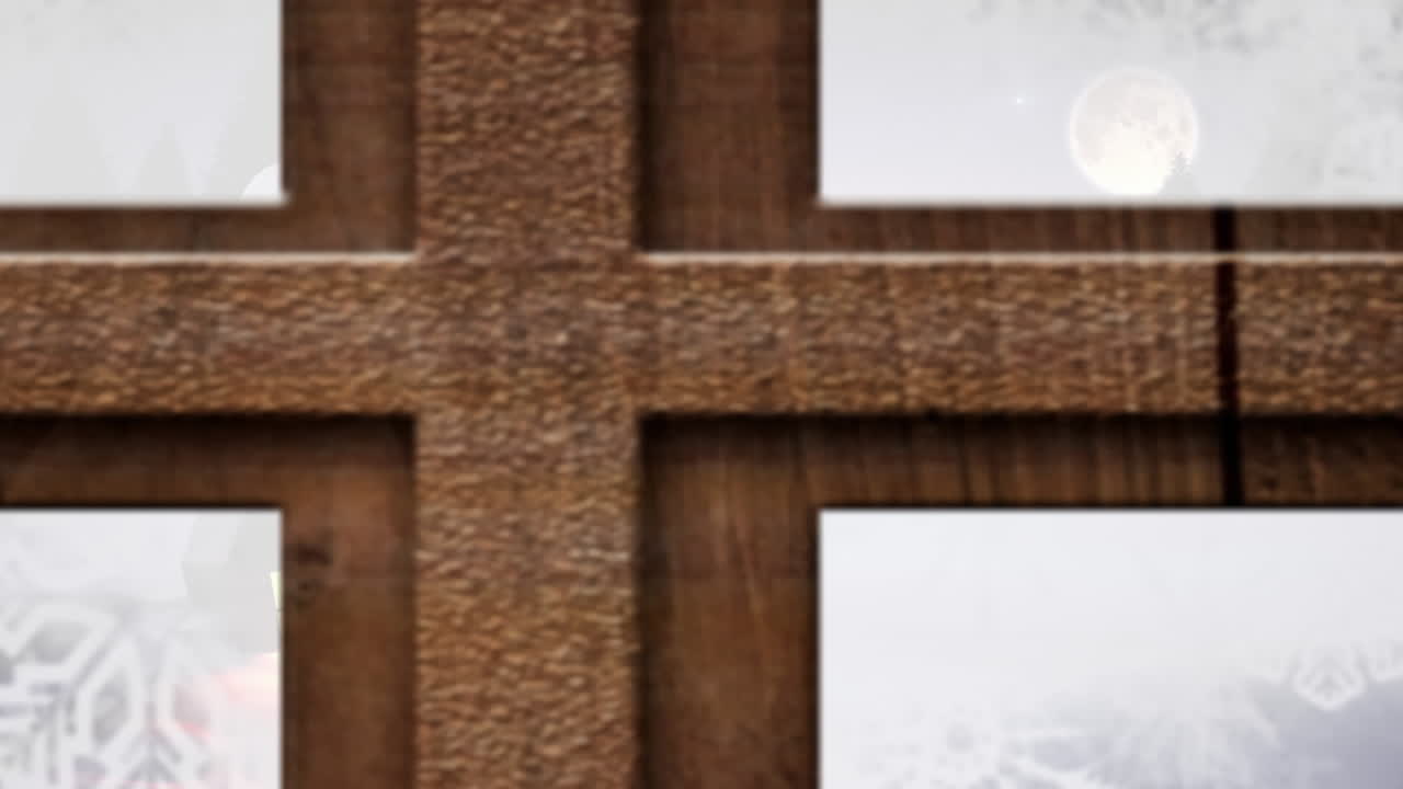 창문 을 통해 볼 수 있는 집 과 함께 겨울 크리스마스 장면 의 애니메이션