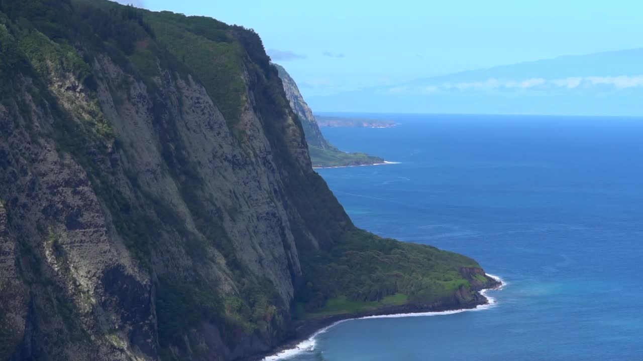 Close up of the cliffs of Waipio Valley coast line on Big Island