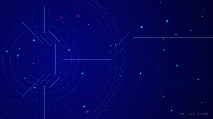 Sfondo astratto di tecnologia digitale con linee di circuito luminose e particelle