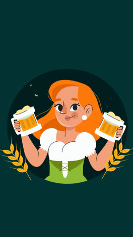 an animation of a flat instagram posts collection for oktoberfest beer festival celebration