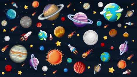animated voyage among planets, stars, and comets.
