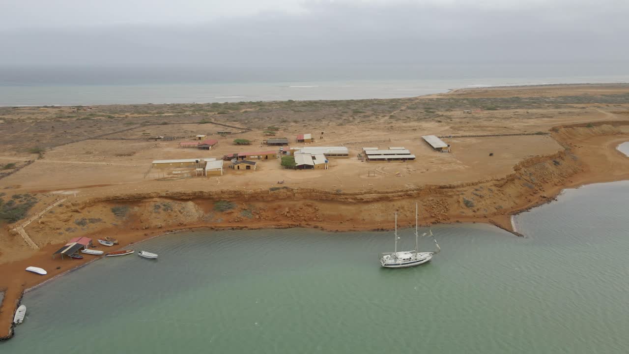 Isolated La Guajira peninsula remote desert coastline aerial nature landscape Colombia