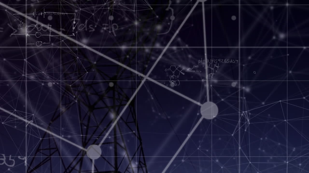 사각형을 형성하는 연결된 점들의 애니메이션, 전송 타워에 대한 수학적 방정식