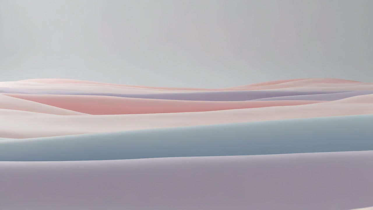 Sliding layered fabric pastel bands on play, rising and shifting over gray backdrop for parallax