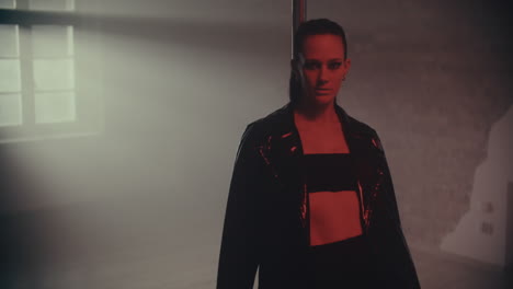 woman posing in a studio setting