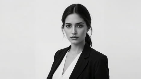black and white portrait of a professional woman