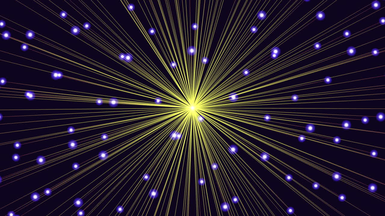 Rays beam with neon glitters in galaxy