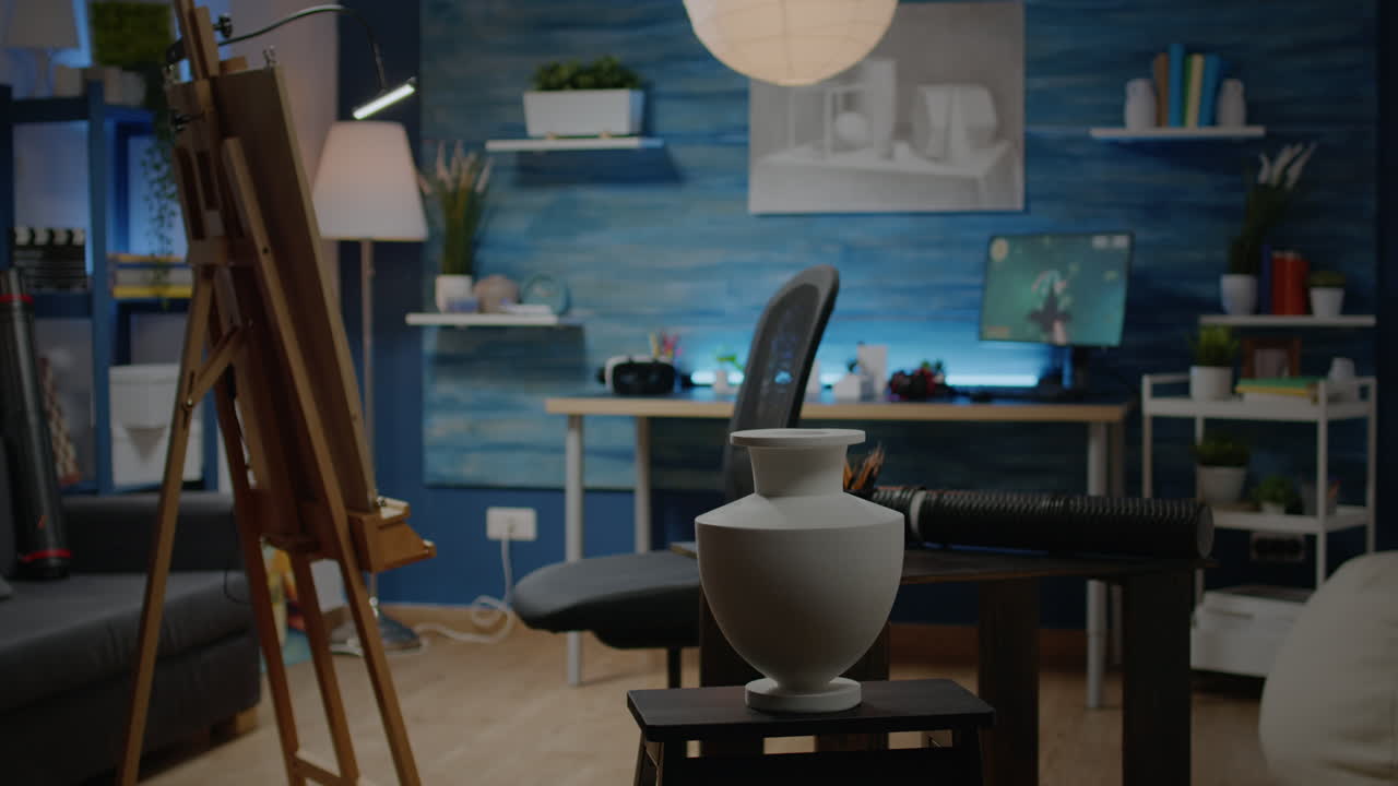 Nobody in creative studio with artistic equipment