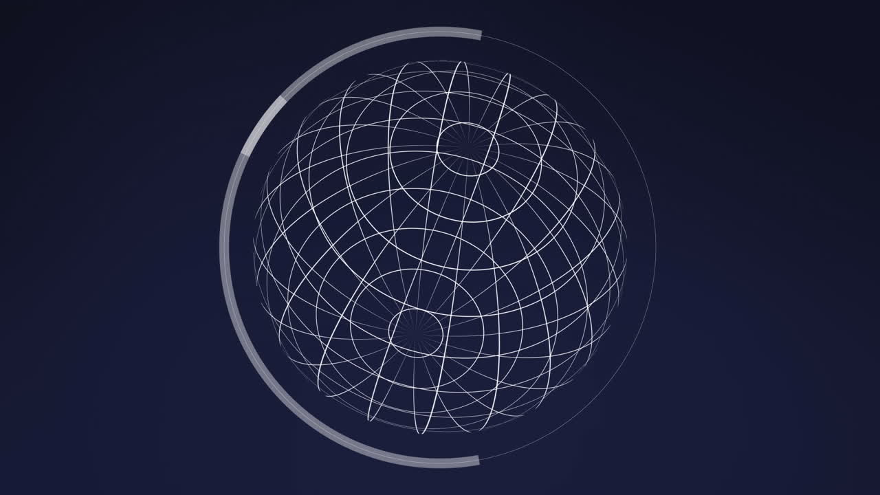 Animation of data processing over globe over blue background
