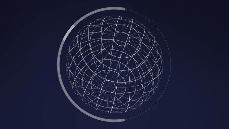 Animation of data processing over globe over blue background
