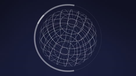 animación del procesamiento de datos sobre el globo sobre fondo azul.
