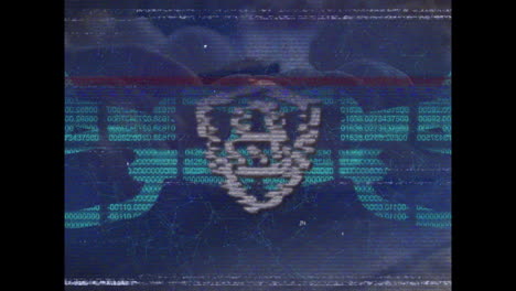 animación de cinta de video con glitch sobre cadena de bloques y cerrojo digital