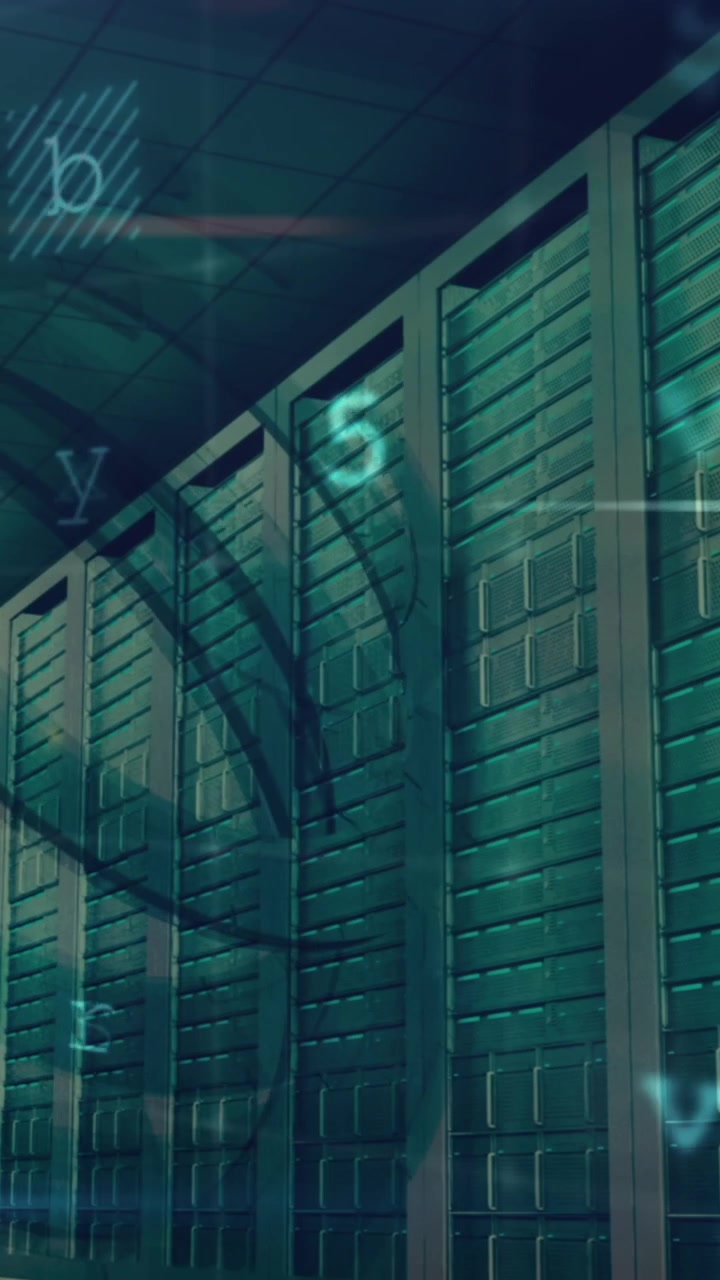 Animation of cyber attack warning over server room