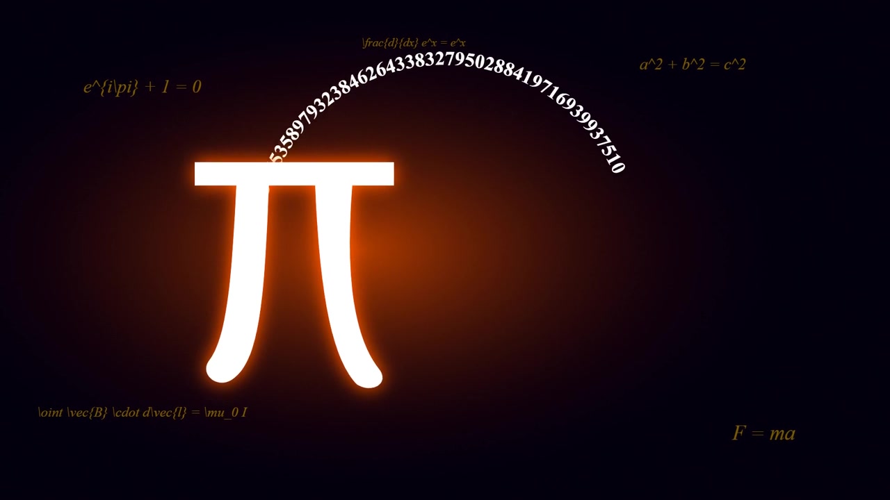 Dönen Rakamlar ve Matematiksel Formüllerle Animasyonlu Pi Sembolü
