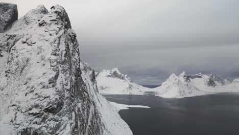 breathtaking view of lofoten island from the alps in winter season at reine, norway