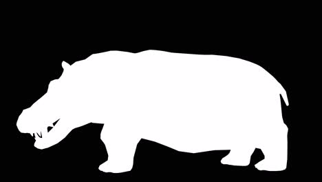 a hippopotamus standing idle on black background with alpha channel included at the end of the video, 3d animation, side view, animated animals, seamless loop animation