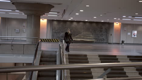 urban architecture with stairs and people