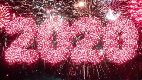 new year eve christmas fireworks with numbers 2020 from volleys.