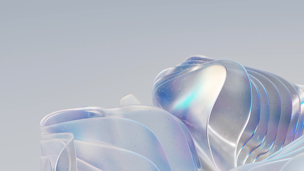 Abstract iridescent fluid forms on light background