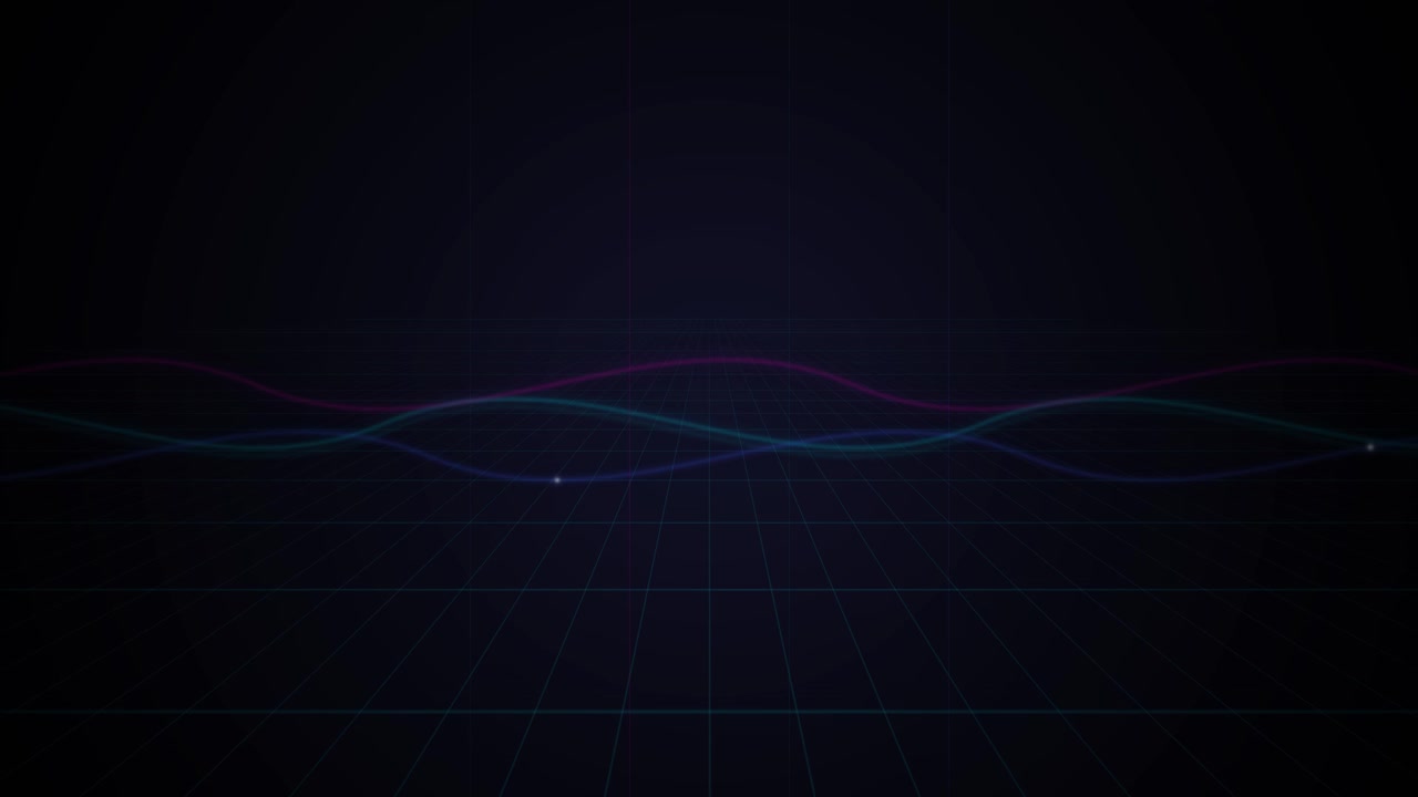 Abstract Digital Grid Background with Moving Glowing Wave Lines