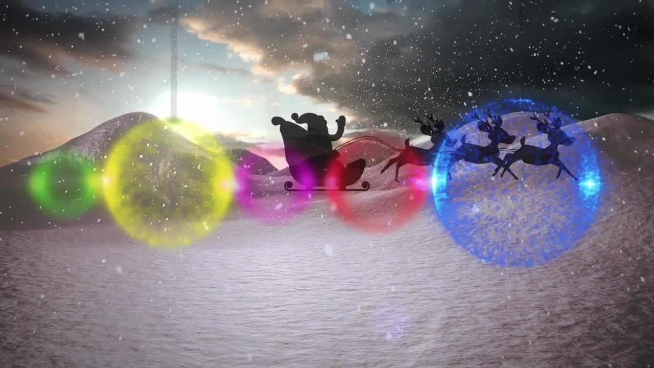 산타클로스 의 애니메이션, 눈 이 떨어지고,  ⁇  과 겨울 풍경 위 에 사 ⁇  과 함께