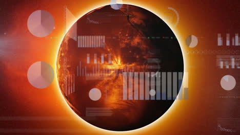 animación del procesamiento de datos y globo rojo