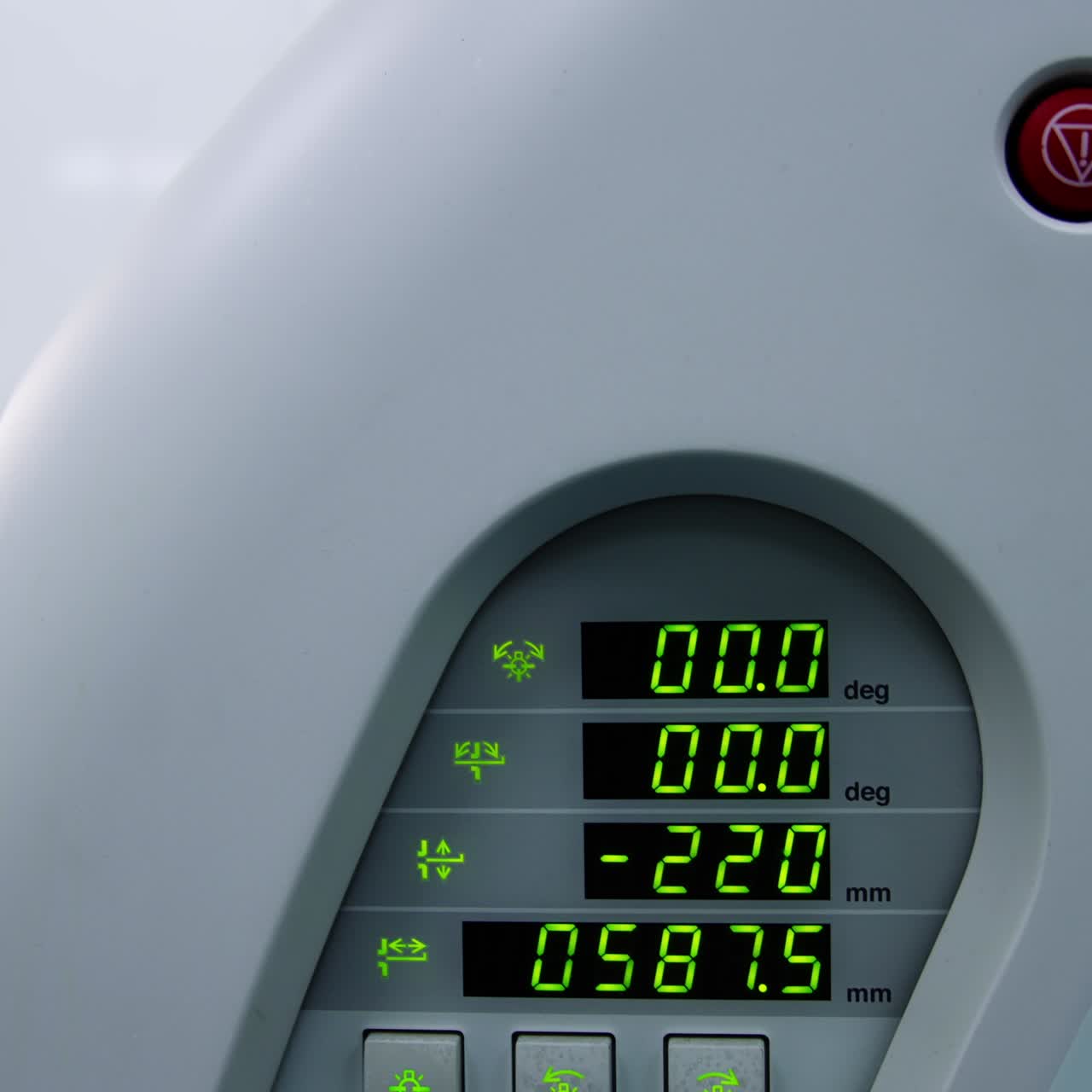 Control panel on the modern MRI machine. Toshiba equipment for resonance magnetic imaging in the modern hospital. Close up