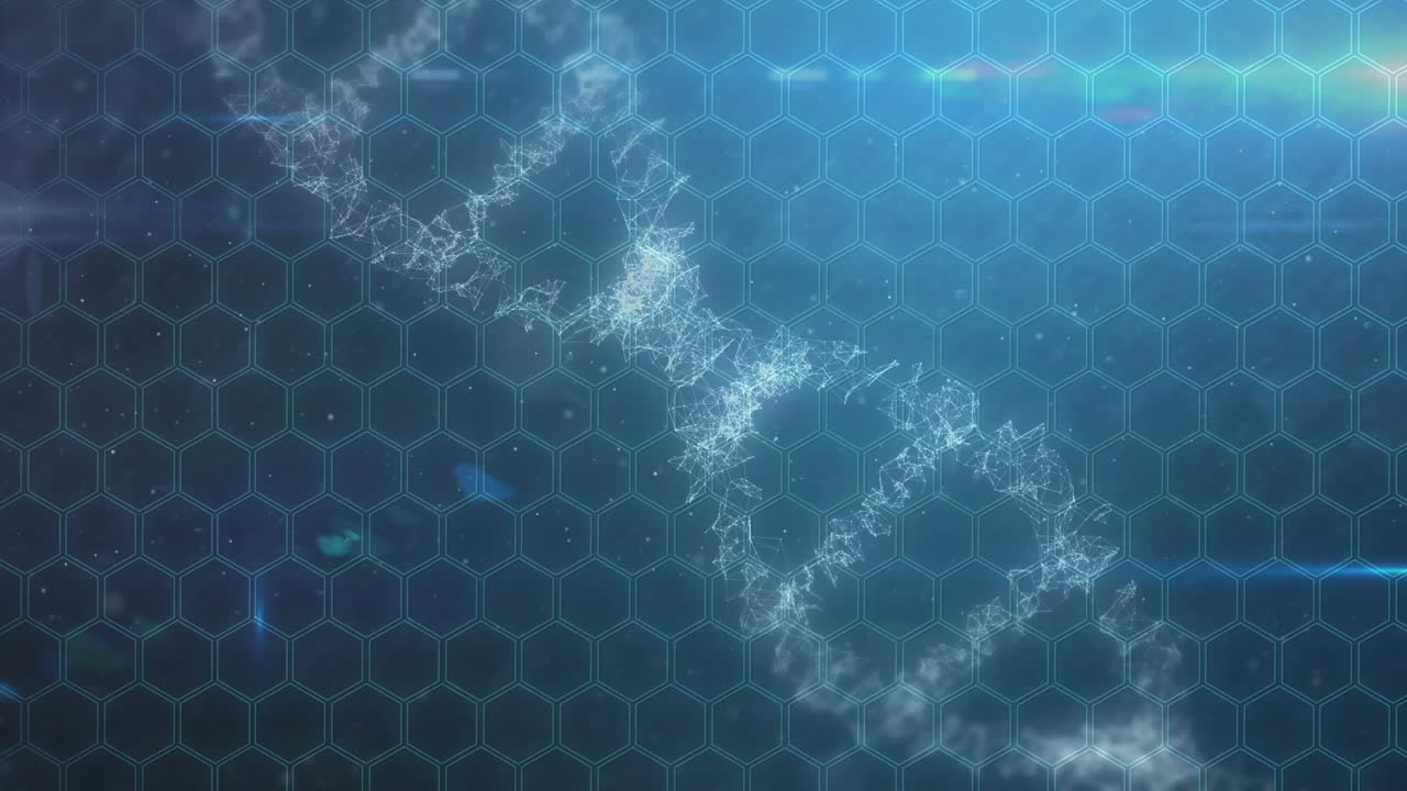 Premium stock video - Animation of shapes floating dna strain spinning ...
