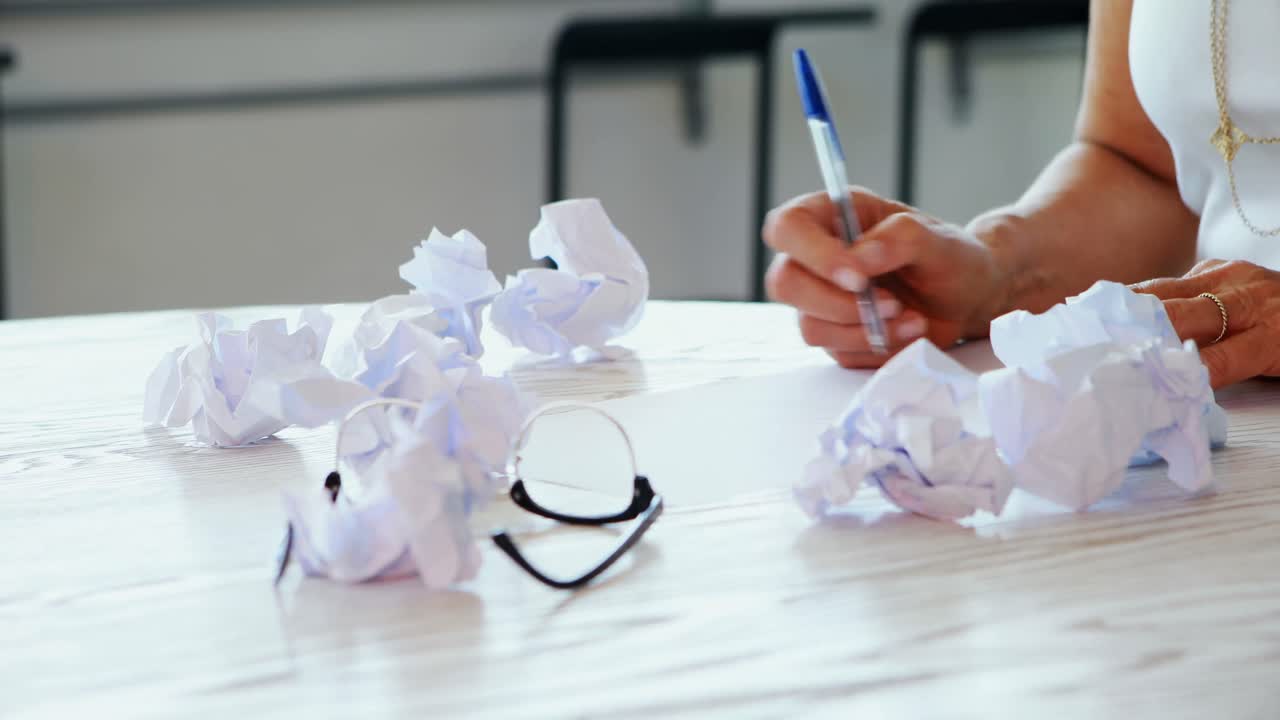 Mid section of executive writing on paper 4k