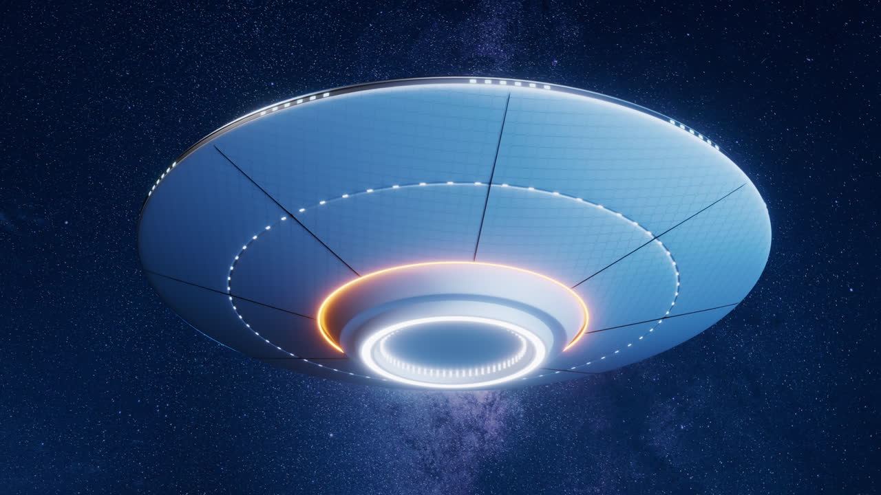 공상과학 소설 ufo 우주선, 3d 렌더링