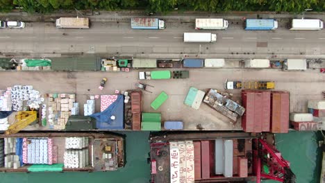 small feeder type container barges operating in hong kong pillar point dock