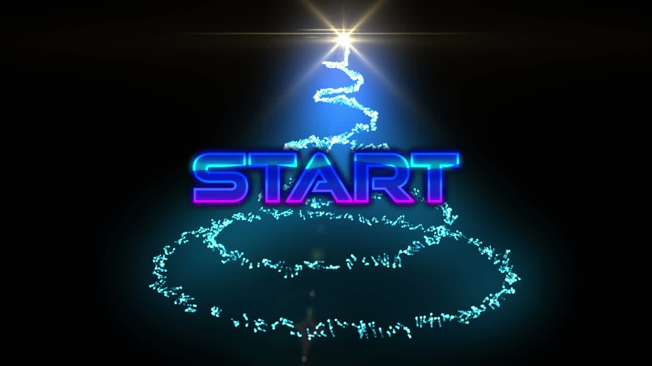 animación del texto de inicio sobre el rastro azul de luz