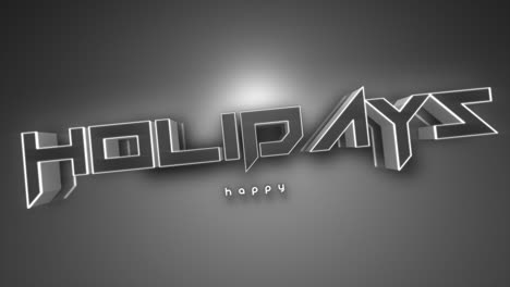 Futuristic-logo-for-Happy-Holidays-with-glowing-effect-on-black-background