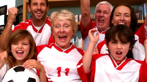 family watching a football match