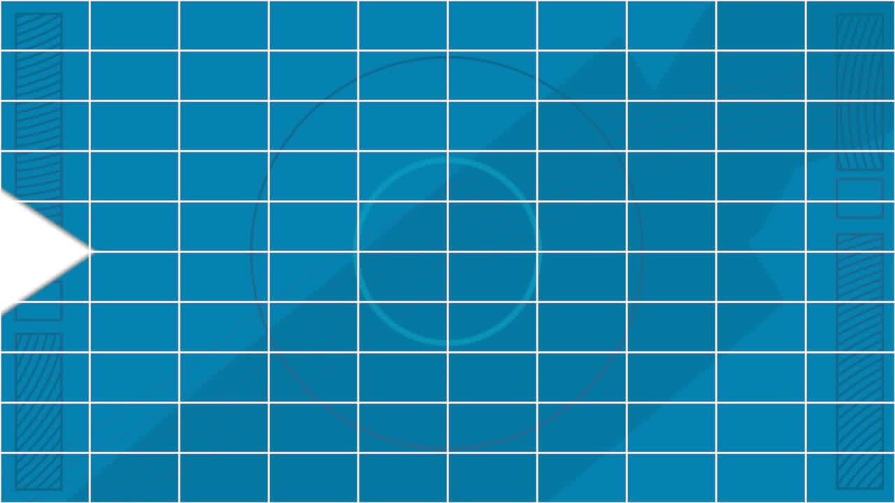 Animation of three arrow icons moving over pulsating circle on blue background with copy space