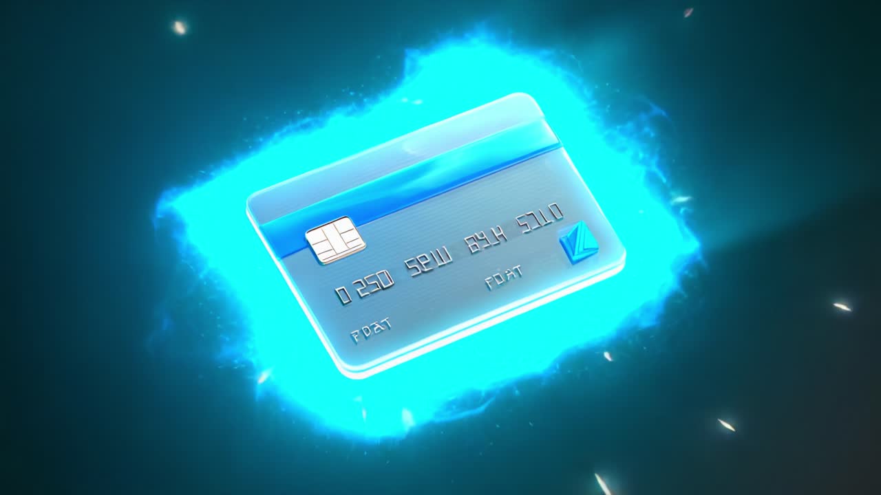 Dynamic Visuals of a Glowing Debit Card Surrounded by a Futuristic Blue Aura Emphasizing Security and Technology in Digital Transactions in a Modern Payment Environment