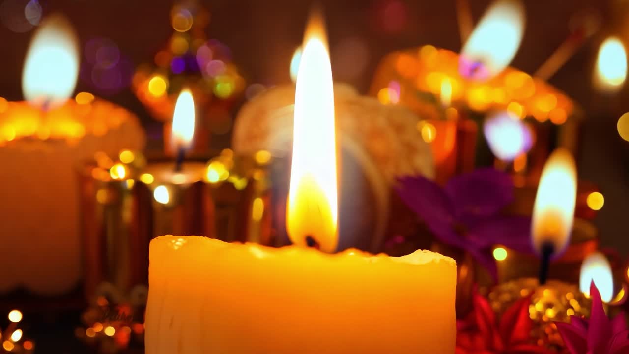 cerrar las velas encendidas con un fondo bokeh