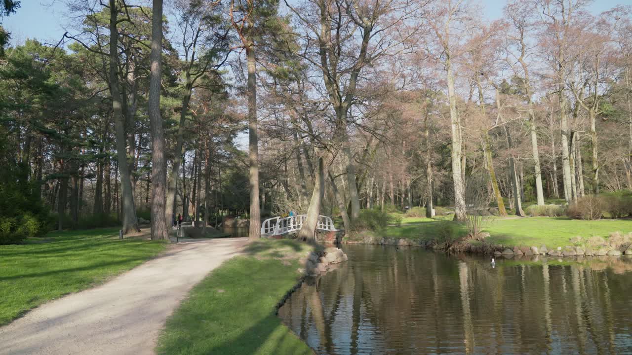 hermoso parque en palanga con caminos de estanque y bosque