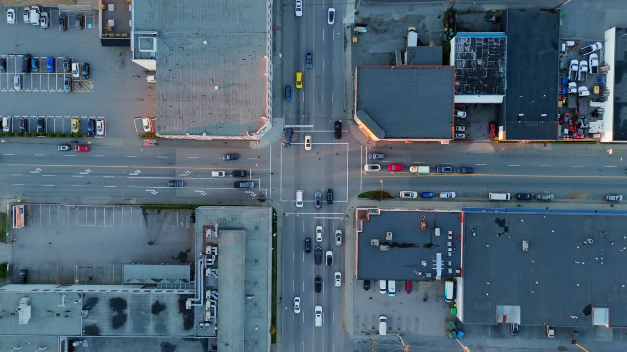 Industrial Traffic Intersection at Sunset Aerial