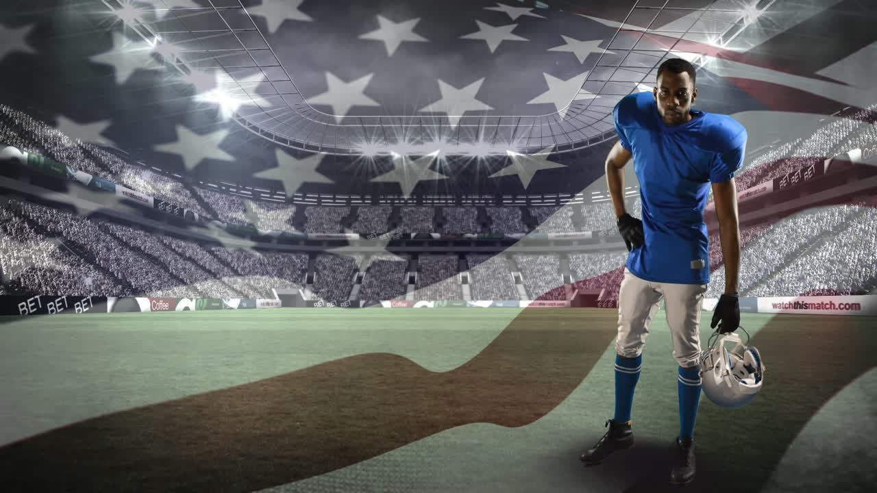 atleta de fútbol preparándose para un juego en un campo