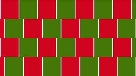 animation of green and red moving squares, traditional christmas colours