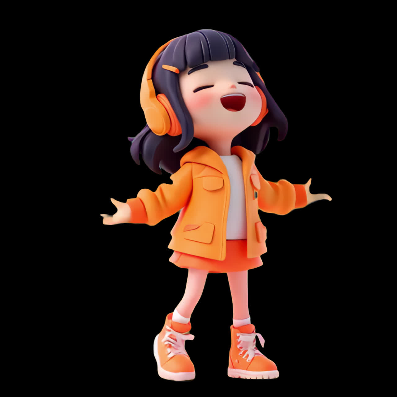 Joyful cartoon character dancing animation isolated asset, transparent 4K video, alpha channel