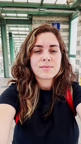 woman embarking on a train journey