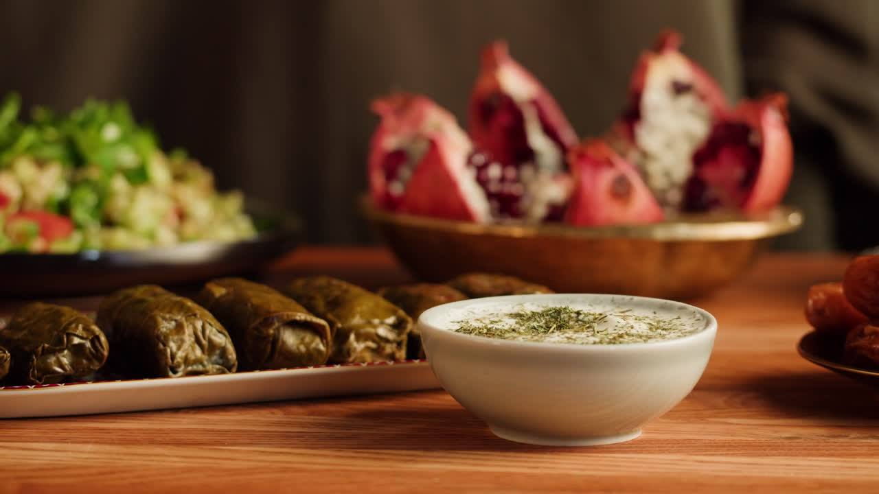 Dolma with Yogurt Sauce and Pomegranate