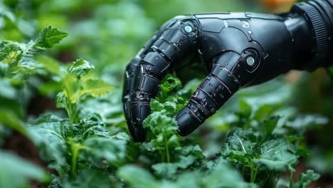 robotic hand harvesting kale